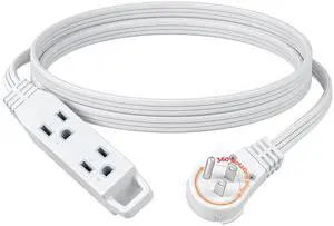 6FT Flat Plug Extension Cord, 3 Prong Ultra Thin Power Strip, 360° Rotating Plug, 13A/125V/1625W, 16 Awg Grounded Flat Power Cable for Indoor Narrow Space, SPT-3, ETL Listed, White 6FT Flat Plug Extension Cord, 3 Prong Ultra Thin Power Strip, 360° Rotating Plug, 13A/125V/1625W, 16 Awg Grounded Flat Power Cable for Indoor Narrow Space, SPT-3, ETL Listed, White