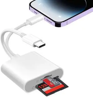 SD Card Reader for iPhone USB C, Micro sd Card Adapter, Dual Interface Memory Card Reader for iPhone/MacBook/USBC Laptop for SD/TF/Sim Card, Plug & Play SD Card Reader for iPhone USB C, Micro sd Card Adapter, Dual Interface Memory Card Reader for iPhone/MacBook/USBC Laptop for SD/TF/Sim Card, Plug & Play