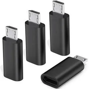 4 Pack USB C to Micro USB Adapter, USB Type C Female to Micro USB Male Converter Data Sync Compatible with Samsung Galaxy S7 S6 Note 5, Kindle, PS4, Nexus 5 6 and Micro USB Devices (Black) 4 Pack USB C to Micro USB Adapter, USB Type C Female to Micro USB Male Converter Data Sync Compatible with Samsung Galaxy S7 S6 Note 5, Kindle, PS4, Nexus 5 6 and Micro USB Devices (Black)