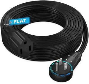 360 Rotating Flat Plug Extension Cord - 25 Feet, Slim Space-Saving Design, Low Profile (Black) 360 Rotating Flat Plug Extension Cord - 25 Feet, Slim Space-Saving Design, Low Profile (Black)