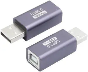 USB 2.0 B Type Connector Adapter, USB A Male to USB B (MIDI) Female Power and Data Extension Adapter, Aluminum Alloy Housing, for Electronic Piano, Printer, Scanner etc, 2Pcs USB 2.0 B Type Connector Adapter, USB A Male to USB B (MIDI) Female Power and Data Extension Adapter, Aluminum Alloy Housing, for Electronic Piano, Printer, Scanner etc, 2Pcs