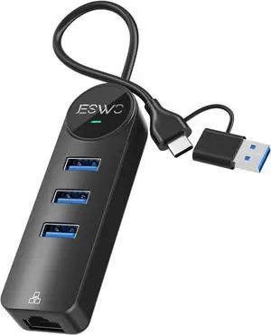 USB-C USB 3.0 to Gigabit Ethernet Adapter, 4 in 2 USB A/C Hub Ethernet 1000Mbps with 3 USB 3.0 Ports, USB Type-C RJ45 LAN Gigabit Network Adapter for Mac OS, Chrome OS, iPad OS, Windows, etc USB-C USB 3.0 to Gigabit Ethernet Adapter, 4 in 2 USB A/C Hub Ethernet 1000Mbps with 3 USB 3.0 Ports, USB Type-C RJ45 LAN Gigabit Network Adapter for Mac OS, Chrome OS, iPad OS, Windows, etc