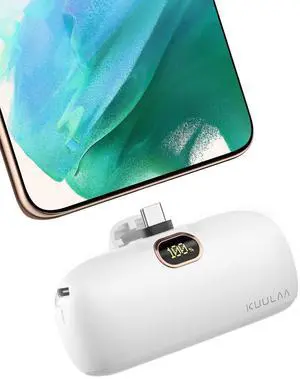 Portable Phone Charger with Built-in USB-C Plug, 5000mAh Mini Portable Charger Power Bank Small Battery Pack for iPhone air/15/16,Samsung S22/S23 & Android (White) Portable Phone Charger with Built-in USB-C Plug, 5000mAh Mini Portable Charger Power Bank Small Battery Pack for iPhone air/15/16,Samsung S22/S23 & Android (White)