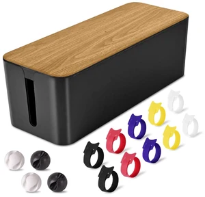 Cable Management Box, Large Cable Organizer Box to Hide Wires | Wooden Grain Design, TV & Desk Computer Wires Cord Hider, Desk Cord Organizer, Floor Outlet Hiders, for Home & Office, Black Cable Management Box, Large Cable Organizer Box to Hide Wires | Wooden Grain Design, TV & Desk Computer Wires Cord Hider, Desk Cord Organizer, Floor Outlet Hiders, for Home & Office, Black