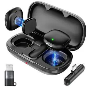 Magnetic Wireless Lavalier Microphone for iPhone 16 15 14 Pro Max Android Camera, 2-Person Plug-Play AI Noise Canceling Mic, 48kHz Hi-Fi for TikTok YouTube Vlog Recording, 40H Battery Case Magnetic Wireless Lavalier Microphone for iPhone 16 15 14 Pro Max Android Camera, 2-Person Plug-Play AI Noise Canceling Mic, 48kHz Hi-Fi for TikTok YouTube Vlog Recording, 40H Battery Case
