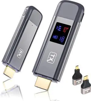 Wireless HDMI Transmitter and Receiver, Plug and Play 2025 Upgraded LED Display, 4K Decode & 1080P Output,Portable 2.4G/5G Wireless HDMI Extender,Compatible with PC/Laptop/Camera/HDTV/Projector Wireless HDMI Transmitter and Receiver, Plug and Play 2025 Upgraded LED Display, 4K Decode & 1080P Output,Portable 2.4G/5G Wireless HDMI Extender,Compatible with PC/Laptop/Camera/HDTV/Projector