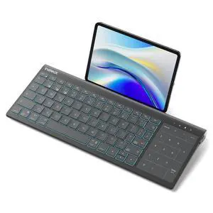 Tablet Keyboard, 2-in-1 Numeric Keypad & Touchpad, Hidden Stand, 3 Bluetooth Channels, 7-Color Backlight, Compatible with iPadOS/Samsung/Android/Windows Tablet Keyboard, 2-in-1 Numeric Keypad & Touchpad, Hidden Stand, 3 Bluetooth Channels, 7-Color Backlight, Compatible with iPadOS/Samsung/Android/Windows