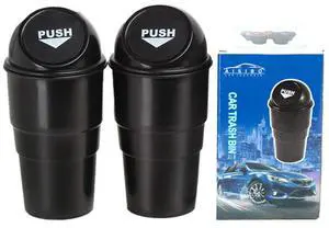 Automotive Cup Holder Trash Can, Auto Mini Car Garbage Can Vehicle Rubbish Bins with Lid for Car Office Home Bedroom (2 Pack, Black) Automotive Cup Holder Trash Can, Auto Mini Car Garbage Can Vehicle Rubbish Bins with Lid for Car Office Home Bedroom (2 Pack, Black)