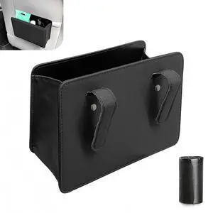 Car Trash Can, Multi-Function Open-Top Garbage Can, Foldable Hanging Mini Cars Storage Bag Container for Auto, Leather Car Organization Bag Back Seat for Auto, SUV, Truck (Black) Car Trash Can, Multi-Function Open-Top Garbage Can, Foldable Hanging Mini Cars Storage Bag Container for Auto, Leather Car Organization Bag Back Seat for Auto, SUV, Truck (Black)