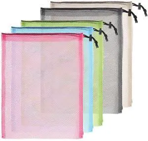 6 Pcs 11 x 15 Inch Nylon Mesh Drawstring Laundry Bags, Mesh Stuff Sacks with Cord Lock Closure, Breathable, Large Capacity, Multicolor for Travel, Gym, Home 6 Pcs 11 x 15 Inch Nylon Mesh Drawstring Laundry Bags, Mesh Stuff Sacks with Cord Lock Closure, Breathable, Large Capacity, Multicolor for Travel, Gym, Home