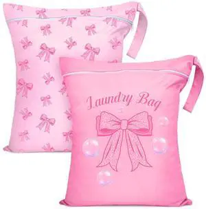 2 Pcs Large Travel Laundry Bags Waterproof Wet Dry Bag, Washable Dirty Clothes Bags for TravelDrawstring, Bathing Suit, Workout, Gym Clothes Laundry, Swimming Pool & College Dorm, Pink Bow 2 Pcs Large Travel Laundry Bags Waterproof Wet Dry Bag, Washable Dirty Clothes Bags for TravelDrawstring, Bathing Suit, Workout, Gym Clothes Laundry, Swimming Pool & College Dorm, Pink Bow