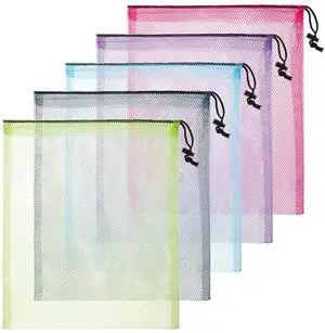 5 Pcs Mesh Drawstring Bag with Lock, Colorful Net Bag Large Mesh Laundry Bags Nylon Storage Bags for Stuff Sack Pouch Pool Beach Bath Organizer Gym Swim Produce Gift 15.7 X 13.7 Inch 5 Pcs Mesh Drawstring Bag with Lock, Colorful Net Bag Large Mesh Laundry Bags Nylon Storage Bags for Stuff Sack Pouch Pool Beach Bath Organizer Gym Swim Produce Gift 15.7 X 13.7 Inch