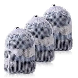 3 Pcs Small Mesh Laundry Bags with Drawstring, 12"×16" Travel Nylon Laundry 3 Pcs Small Mesh Laundry Bags with Drawstring, 12"×16" Travel Nylon Laundry