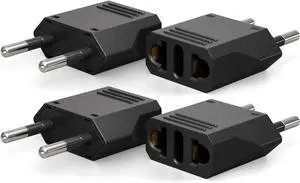 Italy Travel Plug Adapter, US to Europe Type C Pin, 4 Pack, Black Italy Travel Plug Adapter, US to Europe Type C Pin, 4 Pack, Black