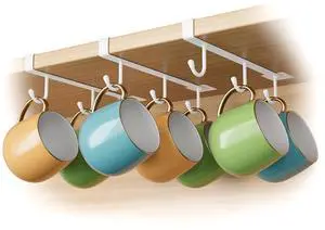 Coffee Mug Holder Under Cabinet Only Fits Shelves up to 3/4" Thick, Clip-On Coffee Cup Holder Pack of 3, No Drilling Free Damage Coffee Mug Holder Under Cabinet Only Fits Shelves up to 3/4" Thick, Clip-On Coffee Cup Holder Pack of 3, No Drilling Free Damage
