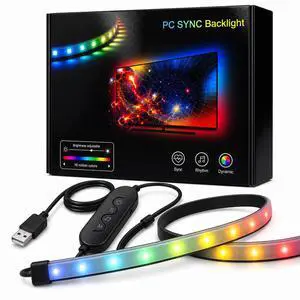 Smart LED Strip Lights for Computer Monitor Backlight, RGB Gaming Lights for 34 inch Screen, 3 Sides Smart LED Strip Lights for Computer Monitor Backlight, RGB Gaming Lights for 34 inch Screen, 3 Sides