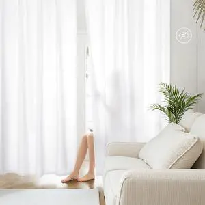Non-See-Through White Privacy Sheer Curtains 52 X 84 Inches Long 2 Panels Sheer Curtains Light Filtering Window Curtains Drapes for Bedroom Living Room Non-See-Through White Privacy Sheer Curtains 52 X 84 Inches Long 2 Panels Sheer Curtains Light Filtering Window Curtains Drapes for Bedroom Living Room