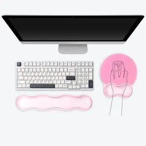 Rest for Keyboard and Mouse - Ergonomic Pink Mouse Pad with Wrist Rest Support Non-Slip Base for Latop/Desktop/Office Home Rest for Keyboard and Mouse - Ergonomic Pink Mouse Pad with Wrist Rest Support Non-Slip Base for Latop/Desktop/Office Home