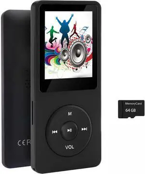 64GB MP3 Player with Speaker Earphones Portable Music Player for Kids Support Music/Picture/Video/Voice Recording/E-Book Black 64GB MP3 Player with Speaker Earphones Portable Music Player for Kids Support Music/Picture/Video/Voice Recording/E-Book Black