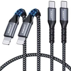 USB-C to Lightning Cable 2FT 2-Pack, 27W Fast Charging Cable, iPhone Charger Cord, Compatible with iPhone 14 13 12 11 Pro Max Mini X XS XR 8 Plus 10 SE iPad 8th -Grey USB-C to Lightning Cable 2FT 2-Pack, 27W Fast Charging Cable, iPhone Charger Cord, Compatible with iPhone 14 13 12 11 Pro Max Mini X XS XR 8 Plus 10 SE iPad 8th -Grey