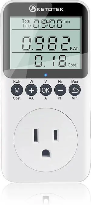 Watt Meter Power Meter Plug Electricity Usage Monitor for Home, Energy Monitor with LCD Display, Kilowatt Meter Socket Outlet, Voltage Amps Power Consumption Meter, Overload Protection Watt Meter Power Meter Plug Electricity Usage Monitor for Home, Energy Monitor with LCD Display, Kilowatt Meter Socket Outlet, Voltage Amps Power Consumption Meter, Overload Protection