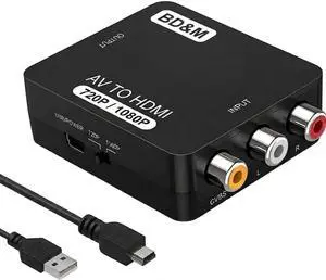 RCA to HDMI Converter, AV to HDMI Adapter Supports PAL/NTSC for PS2, PS3, Xbox, VHS, VCR, DVD Players RCA to HDMI Converter, AV to HDMI Adapter Supports PAL/NTSC for PS2, PS3, Xbox, VHS, VCR, DVD Players