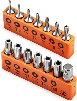 14-Piece Tamper Resistant Star Bits, S2 Alloy Steel, T5 - T40 Security Torx Bit Set 14-Piece Tamper Resistant Star Bits, S2 Alloy Steel, T5 - T40 Security Torx Bit Set