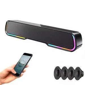 Computer Speakers for Desktop PC, Bluetooth PC Speakers with Dynamic RGB Light, Wired USB Plug & Play Computer Sound Bar, USB/Type-C Powered Gaming Speakers for Desktop, Laptops, Phone, Tablet Computer Speakers for Desktop PC, Bluetooth PC Speakers with Dynamic RGB Light, Wired USB Plug & Play Computer Sound Bar, USB/Type-C Powered Gaming Speakers for Desktop, Laptops, Phone, Tablet