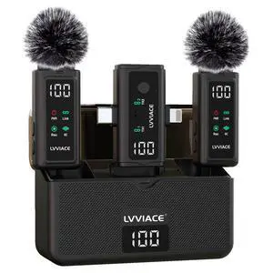 3 in 1 Wireless Microphone for iPhone, Android, Camera,Wireless Lavalier Microphone, Noise Cancellation with 45 Hours Transmitter Digital Display Charging Case for Video Recording, Streaming 3 in 1 Wireless Microphone for iPhone, Android, Camera,Wireless Lavalier Microphone, Noise Cancellation with 45 Hours Transmitter Digital Display Charging Case for Video Recording, Streaming