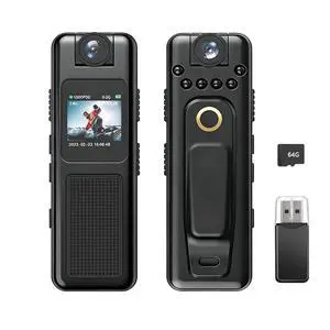 Body Camera with Audio and Video Recording 1080P HD Video Voice Recorder, Body Cam with 64GB TF Card,Lens Rotation 180°, Night Vision, Magnetic Suction and Clamp, 0.85-inch Color Screen Body Camera with Audio and Video Recording 1080P HD Video Voice Recorder, Body Cam with 64GB TF Card,Lens Rotation 180°, Night Vision, Magnetic Suction and Clamp, 0.85-inch Color Screen