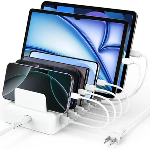 Honcila Charging Station for Multiple Devices, 6 Port Fast Charger Stations for Apple iPhone, iPad, Cell Phone, Tablet, 50w Multi Device Organizer Charging Dock with 6 Mixed Charging Cables Honcila Charging Station for Multiple Devices, 6 Port Fast Charger Stations for Apple iPhone, iPad, Cell Phone, Tablet, 50w Multi Device Organizer Charging Dock with 6 Mixed Charging Cables