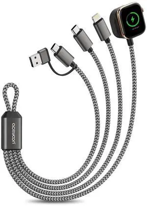 3 in 2 Multi Charging Cable for Apple Watch Charger, Nylon Braided Multi Charger Cable 0.7FT Type C/USB A to Lighting, Type C/USB A to USB C for iWatch 10 9 8, for iPhone 16 15 13 12 Pro Max 3 in 2 Multi Charging Cable for Apple Watch Charger, Nylon Braided Multi Charger Cable 0.7FT Type C/USB A to Lighting, Type C/USB A to USB C for iWatch 10 9 8, for iPhone 16 15 13 12 Pro Max