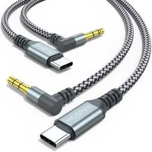 USB C to 3.5mm Audio Aux Jack Cable 2-Pack,3.3FT 90 Degree Right USB Type C to Male Adapter Dongle Cable Cord Car Headphone Compatible with iPhone 16/15 Pro Max Samsung Galaxy S24 S23 S22,iPad Pro USB C to 3.5mm Audio Aux Jack Cable 2-Pack,3.3FT 90 Degree Right USB Type C to Male Adapter Dongle Cable Cord Car Headphone Compatible with iPhone 16/15 Pro Max Samsung Galaxy S24 S23 S22,iPad Pro