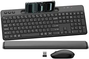 Ergonomic Wireless Keyboard and Mouse Combo, Full Size Silent Ergonomic Keyboard with Cloud Soft Palm Rest, Phone Holder, 3 DPI Adjustable Mouse, 2.4G Lag-Free Quiet for Mac, Windows, PC, Laptop Ergonomic Wireless Keyboard and Mouse Combo, Full Size Silent Ergonomic Keyboard with Cloud Soft Palm Rest, Phone Holder, 3 DPI Adjustable Mouse, 2.4G Lag-Free Quiet for Mac, Windows, PC, Laptop