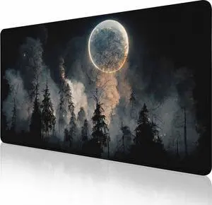 Gaming Mouse Pad, Large Mouse Pads for Desk, Non-Slip Rubber Base Mousepad, Keyboard Mouse Mat, Desk Pad with Stitched Edges, 35.4x15.7 inch Full Moon in The Night Sky Forest Landscape Gaming Mouse Pad, Large Mouse Pads for Desk, Non-Slip Rubber Base Mousepad, Keyboard Mouse Mat, Desk Pad with Stitched Edges, 35.4x15.7 inch Full Moon in The Night Sky Forest Landscape