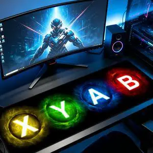 Gamepad Button Big Mouse Pad Large, Gaming Controller Mouse Pad Desk Pad, Long Computer Keyboard Mouse Mat Mousepad with Non-Slip Base and Stitched Edge for Gaming and Office (XYAB, 35.4" x 11.8") Gamepad Button Big Mouse Pad Large, Gaming Controller Mouse Pad Desk Pad, Long Computer Keyboard Mouse Mat Mousepad with Non-Slip Base and Stitched Edge for Gaming and Office (XYAB, 35.4" x 11.8")