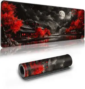 Long Gaming Mouse Pad Extended Anime Large Desk Pad with Non-Slip Base Full Keyboard Mat with Stitched Edges for Gaming and Office 31.5 x 11.8 inches (Dark Full Moon) Long Gaming Mouse Pad Extended Anime Large Desk Pad with Non-Slip Base Full Keyboard Mat with Stitched Edges for Gaming and Office 31.5 x 11.8 inches (Dark Full Moon)