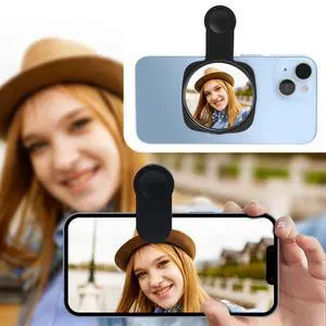 Phone Rear Camera Selfie Mirror - See How You Look in The Back Camera - for High Definition Photos (Black) Phone Rear Camera Selfie Mirror - See How You Look in The Back Camera - for High Definition Photos (Black)