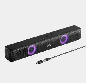 Computer Speakers with FM Radio,Stereo Sound,Portable Mini Sound Bar,Type-C Charging,AUX in,TF,USB for Computer Desktop PC Laptop Monitor Computer Speakers with FM Radio,Stereo Sound,Portable Mini Sound Bar,Type-C Charging,AUX in,TF,USB for Computer Desktop PC Laptop Monitor