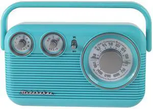 SB2003 Retro Portable AM FM Radio | Built in Speaker | AC Powered/Battery | Aux-in Cable (Bundle) (Turquoise) SB2003 Retro Portable AM FM Radio | Built in Speaker | AC Powered/Battery | Aux-in Cable (Bundle) (Turquoise)