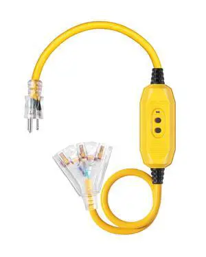 3 FT Outdoor GFCI Extension Cord Manual, 12/3 Gauge Extension Cord for Multiple Appliances, Heavy Duty Power Cable with LED Lighted 3 Prong Plug, Yellow, UL Listed 3 FT Outdoor GFCI Extension Cord Manual, 12/3 Gauge Extension Cord for Multiple Appliances, Heavy Duty Power Cable with LED Lighted 3 Prong Plug, Yellow, UL Listed