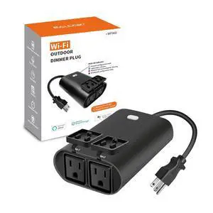 Outdoor Smart Dimmer Plug WiFi Light Outlet Compatible with Alexa and Google Home, Max 15 Amp, IP65 Waterproof for Dimmable Lights (WF96D) Outdoor Smart Dimmer Plug WiFi Light Outlet Compatible with Alexa and Google Home, Max 15 Amp, IP65 Waterproof for Dimmable Lights (WF96D)