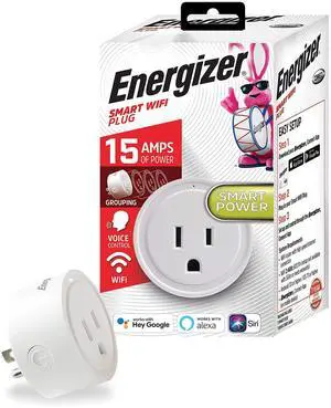 Energizer Connect Smart WiFi Plug, Mobile Connect App Enabled, Voice Controlled, Alexa, Echo, Siri, Hey Google Enabled, No Hub Required, Mini Outlet 15-Watt, 2.4GHz, ETL & FCC Certified Energizer Connect Smart WiFi Plug, Mobile Connect App Enabled, Voice Controlled, Alexa, Echo, Siri, Hey Google Enabled, No Hub Required, Mini Outlet 15-Watt, 2.4GHz, ETL & FCC Certified