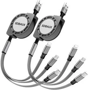 Multi USB Charger Cable Retractable 3 in 1 Multiple Charging Cord Adapter with Mini Type C Micro USB Port Connectors Compatible with Cell Phones Tablets Universal Use(2Pack /Gray) Multi USB Charger Cable Retractable 3 in 1 Multiple Charging Cord Adapter with Mini Type C Micro USB Port Connectors Compatible with Cell Phones Tablets Universal Use(2Pack /Gray)