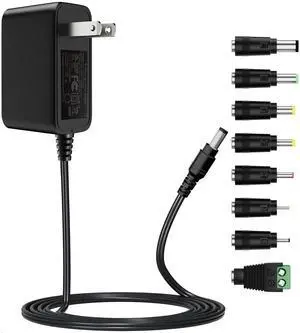 12V 2A Power Supply Adapter with 8 DC Connectors, AC 100-240V to DC 12V Transformer 2.1mm X 5.5mm US Plug, for CCTV Camera, Audio/Video, Router, Security Cameras, LED Lights 12V 2A Power Supply Adapter with 8 DC Connectors, AC 100-240V to DC 12V Transformer 2.1mm X 5.5mm US Plug, for CCTV Camera, Audio/Video, Router, Security Cameras, LED Lights