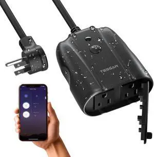 Outdoor Smart Plug Waterproof, TESSAN Smart WiFi Outlet Compatible with Alexa, Google Assistant, 2 Individual Sockets Outside Power Strip with Switch, 2.4GHz Wi-Fi Only, for Lights and 2HP Pool Pump Outdoor Smart Plug Waterproof, TESSAN Smart WiFi Outlet Compatible with Alexa, Google Assistant, 2 Individual Sockets Outside Power Strip with Switch, 2.4GHz Wi-Fi Only, for Lights and 2HP Pool Pump