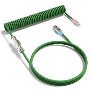C01 Ultra RGB Coiled Keyboard Cable,Pro Custom USB-C Aviator Cable for Gaming Keyboards,Stable Dual-Sleeved Design,2m Type-C to USB-A Hyper-Speed,Detachable Metal Aviator for PC Gamer,Green C01 Ultra RGB Coiled Keyboard Cable,Pro Custom USB-C Aviator Cable for Gaming Keyboards,Stable Dual-Sleeved Design,2m Type-C to USB-A Hyper-Speed,Detachable Metal Aviator for PC Gamer,Green
