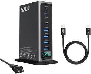 520W 8-Port GaN III USB C Fast Charging Station, PD 3.1 100W Multi Port Wall Charger Block, Universal Fast Charger for Laptop, MacBook, iPad, iPhone 17 and More Devices 520W 8-Port GaN III USB C Fast Charging Station, PD 3.1 100W Multi Port Wall Charger Block, Universal Fast Charger for Laptop, MacBook, iPad, iPhone 17 and More Devices