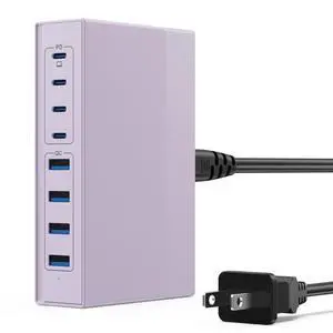 200W USB C Charger Block, 8-in-1 GaN III USB C Charger Fast Charging Station Hub, PD 65W Laptop Charging Adapter for MacBook Pro/Air/Dell XPS/iPhone 16/15/14/iPad/Galaxy S24 (Purple) 200W USB C Charger Block, 8-in-1 GaN III USB C Charger Fast Charging Station Hub, PD 65W Laptop Charging Adapter for MacBook Pro/Air/Dell XPS/iPhone 16/15/14/iPad/Galaxy S24 (Purple)