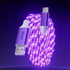 USB A to C Charger Cable PD Fast Charge and High Speed Sync Visible Starry LED Current Flowing Compatible with All USBC Device-Starry Purple A to C 39Inches USB A to C Charger Cable PD Fast Charge and High Speed Sync Visible Starry LED Current Flowing Compatible with All USBC Device-Starry Purple A to C 39Inches
